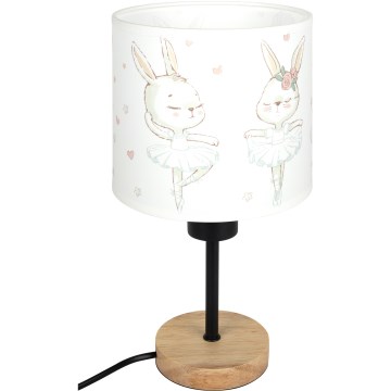 Brilagi - Detská stolová lampa BOBO WOOD 1xE27/25W/230V dub/čierna/biela/zajačiky