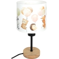 Brilagi - Detská stolová lampa BOBO WOOD 1xE27/25W/230V dub/čierna/biela/zvieratká