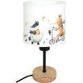 Brilagi - Detská stolová lampa BOBO WOOD 1xE27/25W/230V dub/čierna/biela/zvieratká