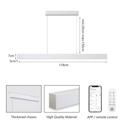 Brilagi - LED vešiaková lampa SLEEKLINE SMART LED/40W/230V 3000-6000K Wi-Fi Tuya biela + diaľkové ovládanie