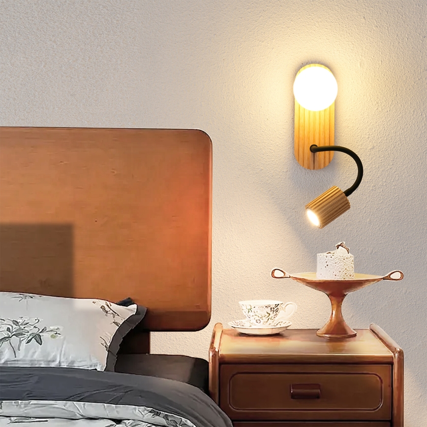 Brilagi - Drevené nástenné svietidlo MODERN WOOD 1xG9/5W/230V + 1xGU10/8W