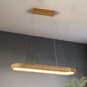 Brilagi - Drevený LED luster UMEA WOOD na lanku, 30W, 230V, 70x20 cm