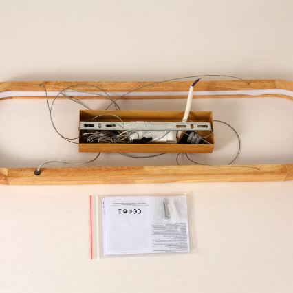 Brilagi - Drevený LED luster UMEA WOOD na lanku, 30W, 230V, 70x20 cm