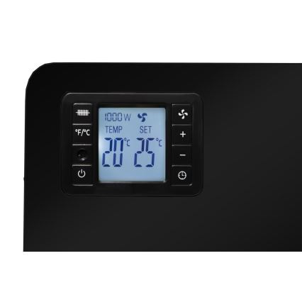 Brilagi - Elektrický priamovykurovač/konvektor 1000/1300/2300W LCD/časovač/TURBO/termostat čierna + diaľkové ovládanie