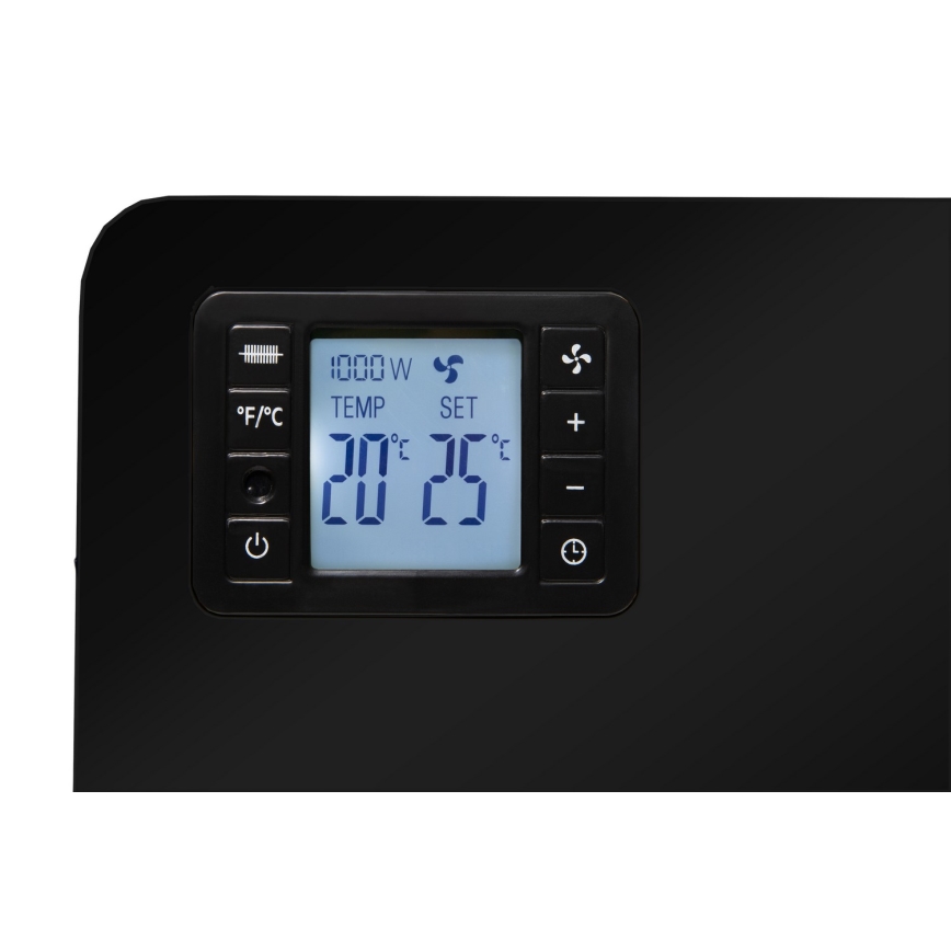 Brilagi - Elektrický priamovykurovač/konvektor 1000/1300/2300W LCD/časovač/TURBO/termostat čierna + diaľkové ovládanie