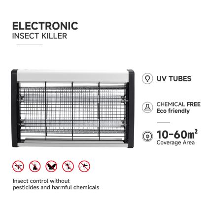 Brilagi - Elektrický lapač hmyzu 2xUV/10W/230V 60 m2