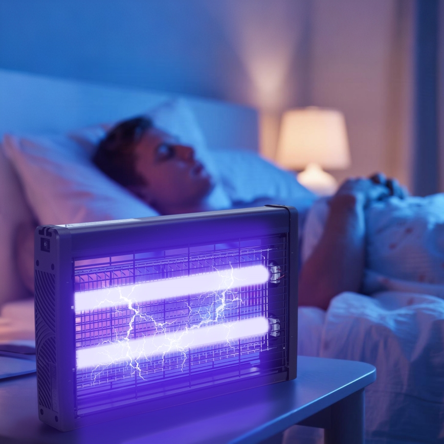 Brilagi - Elektrický lapač hmyzu 2xUV/18W/230V, do 100 m², čierny