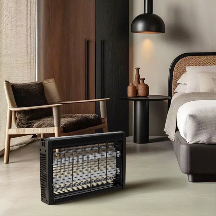 Brilagi - Elektrický lapač hmyzu 2xUV/18W/230V, do 100 m², čierny