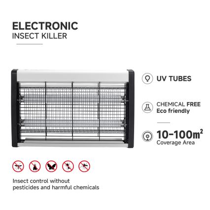 Brilagi - Elektrický lapač hmyzu 2×UV/20W/230V, vhodný na plochu do 100 m²