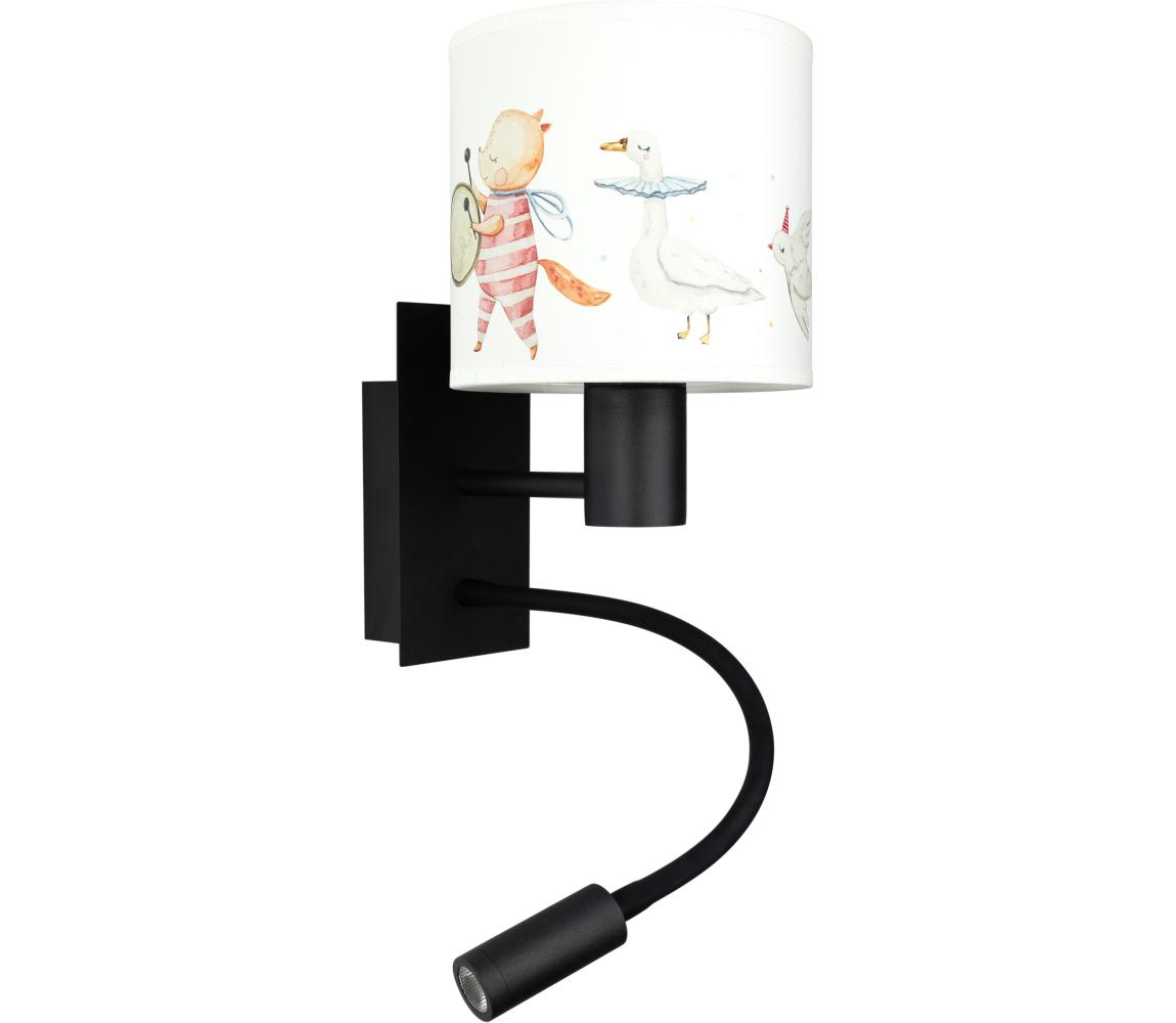 Brilagi - flexibilná LED lampa BOBO 1xE27/25W/230V + LED/3W čierna/biela/zvieratká BG1558+BG5576