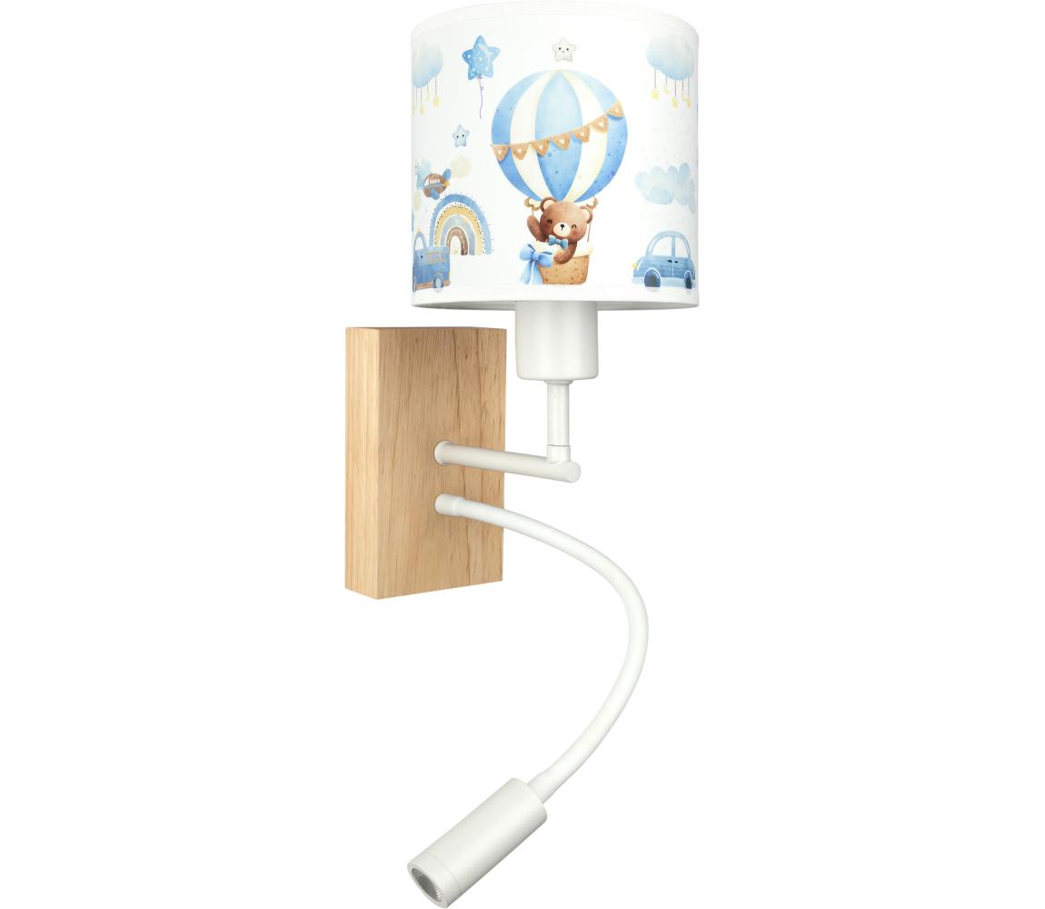 Brilagi - flexibilná LED lampa BOBO WOOD 1xE27/25W/230V + LED/3W dub/biela/modrá/medová BG1565+BG5585