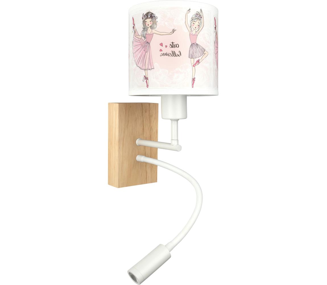 Brilagi - flexibilná LED lampa BOBO WOOD 1xE27/25W/230V + LED/3W dub/biela/ružová/bal. BG1565+BG5591