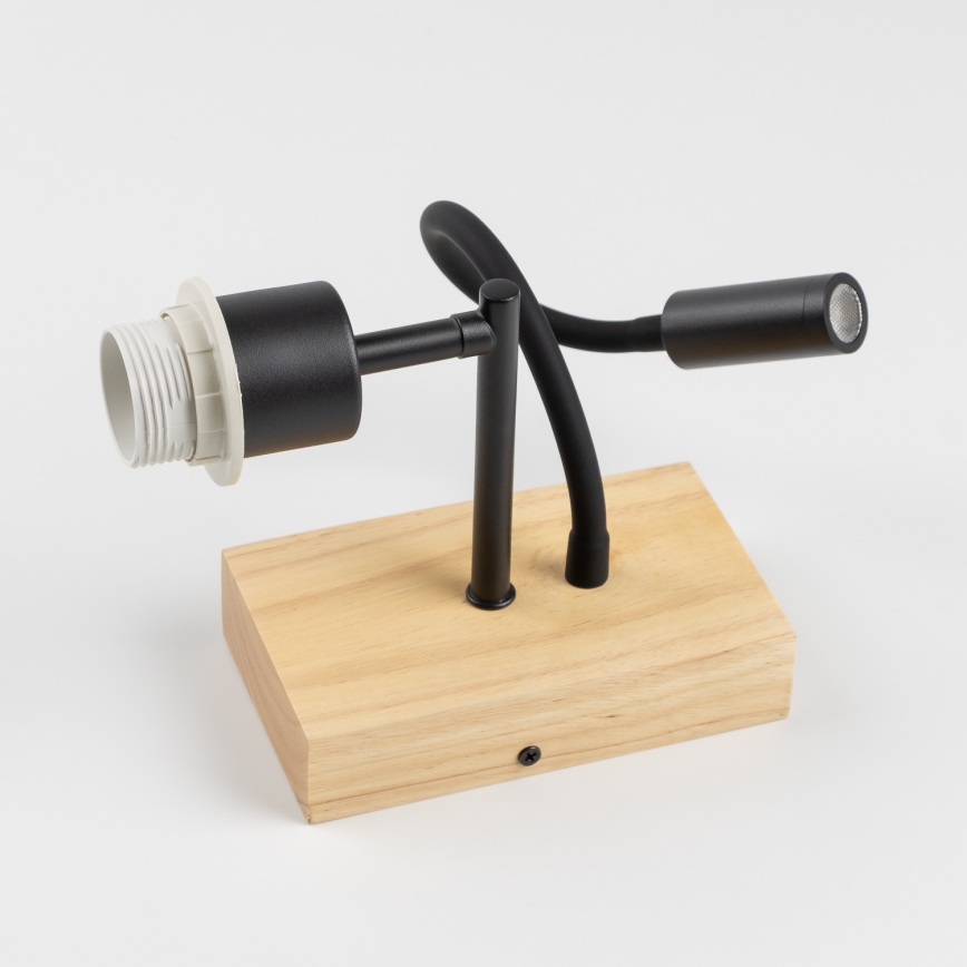 Brilagi - LED Detská flexibilná nástenná lampa BOBO WOOD 1xE27/25W/230V + LED/3W dub/čierna/biela/medvedíky