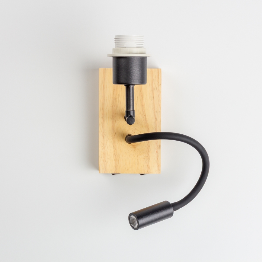 Brilagi - LED Detská flexibilná nástenná lampa BOBO WOOD 1xE27/25W/230V + LED/3W dub/čierna/biela/medvedíky