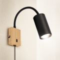 Brilagi - Flexibilná nástenná lampa s vypínačom SELE 1xGU10/30W/230V čierna/dubový dekor