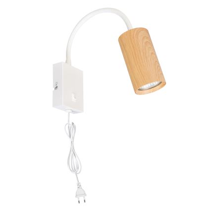 Brilagi - Flexibilná nástenná lampa s vypínačom SELE 1xGU10/30W/230V biela/dubový dekor