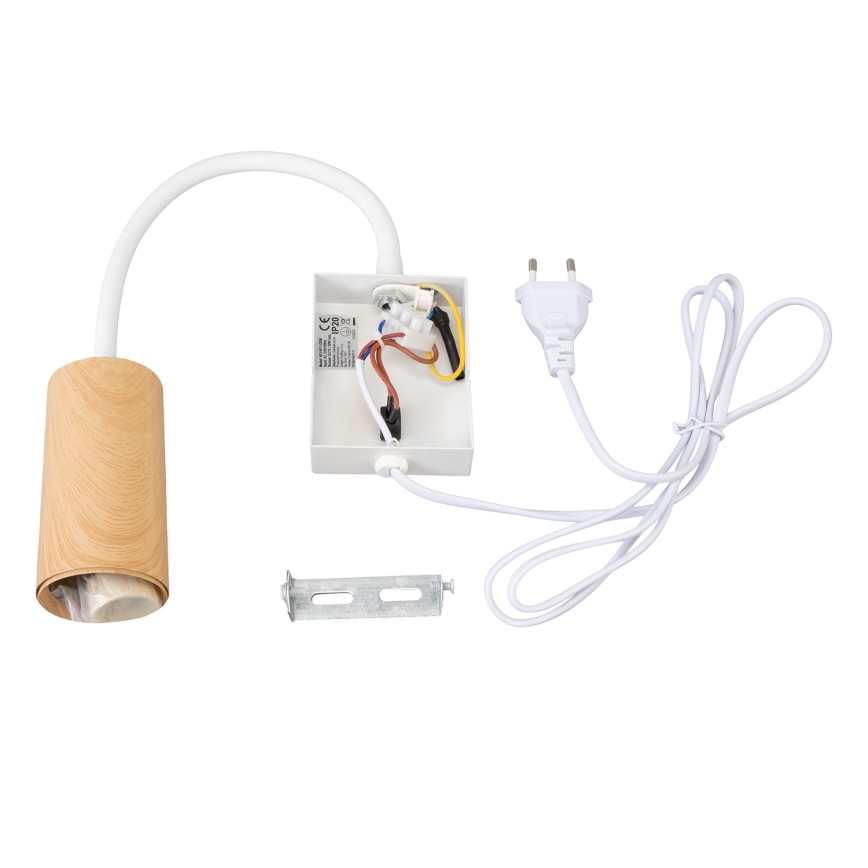 Brilagi - Flexibilná nástenná lampa s vypínačom SELE 1xGU10/30W/230V biela/dubový dekor