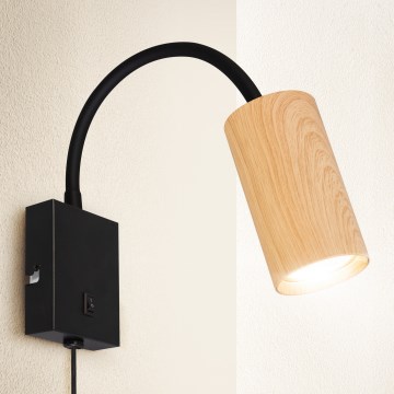 Brilagi - Flexibilná nástenná lampa SELE 1xGU10/30W/230V čierna/dekor duba