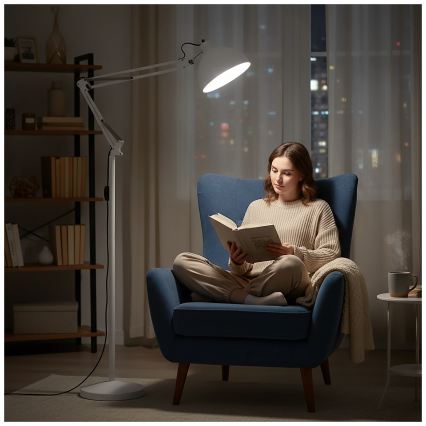 Brilagi - Flexibilná stojacia lampa TASKER 1xE27/60W/230V 157 cm biela
