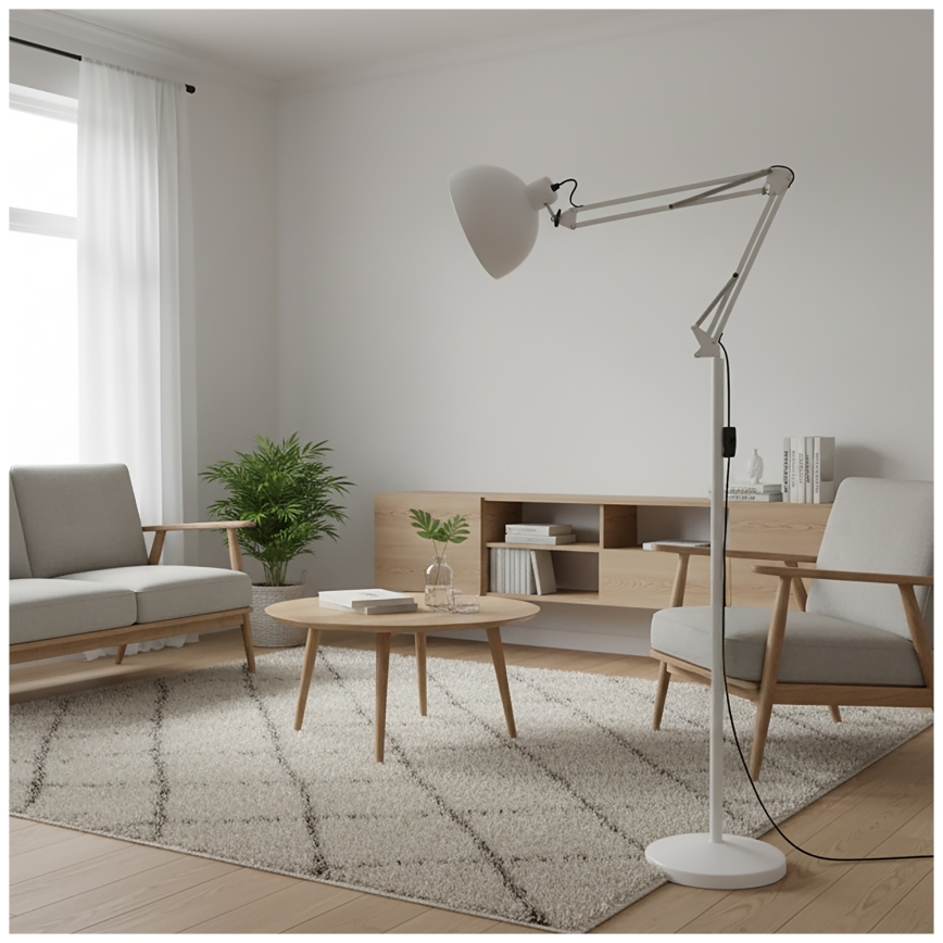 Brilagi - Flexibilná stojacia lampa TASKER 1xE27/60W/230V 157 cm biela