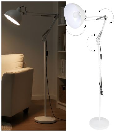 Brilagi - Flexibilná stojacia lampa TASKER 1xE27/60W/230V 157 cm biela