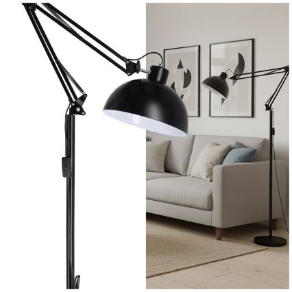 Brilagi - Flexibilná stojacia lampa TASKER 1xE27/60W/230V 157 cm čierna