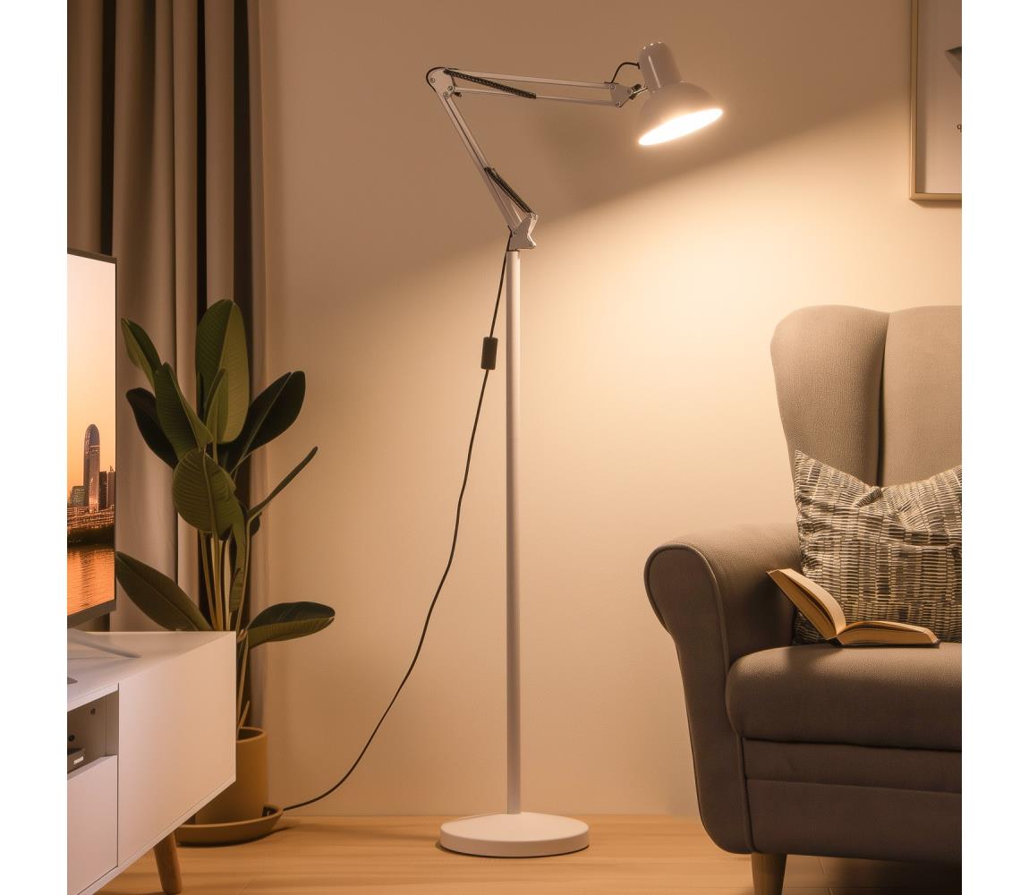 Brilagi - Flexibilná stojacia lampa TASKER 1xE27/60W/230V 184 cm biela 004947