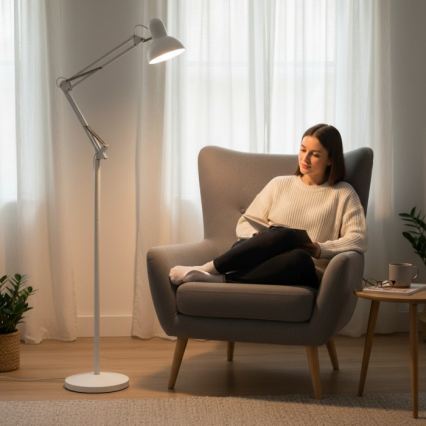 Brilagi - Flexibilná stojacia lampa TASKER 1xE27/60W/230V 184 cm biela