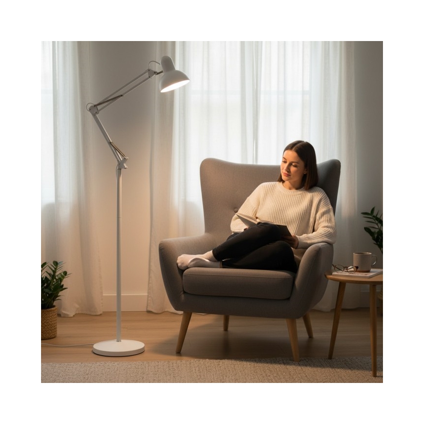 Brilagi - Flexibilná stojacia lampa TASKER 1xE27/60W/230V 184 cm biela
