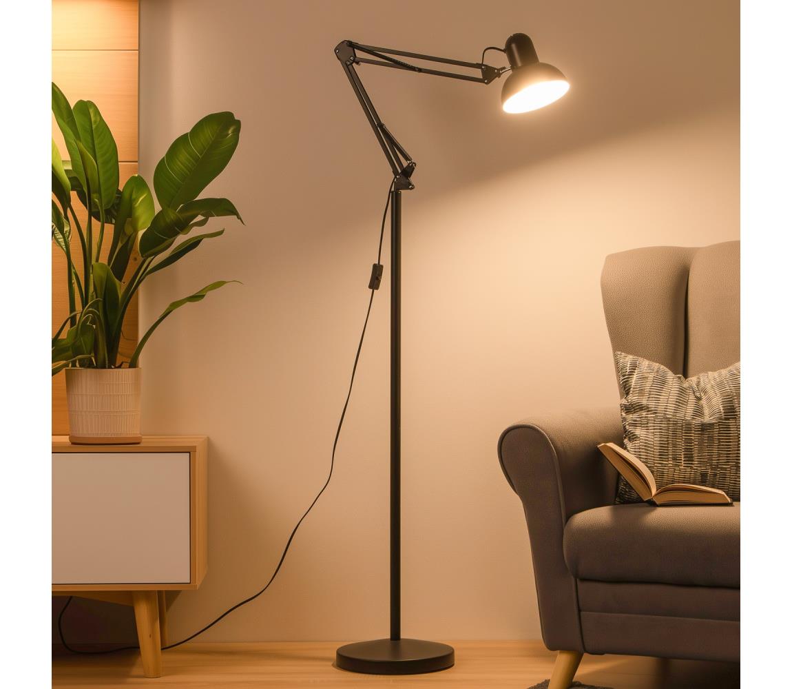 Brilagi - Flexibilná stojacia lampa TASKER 1xE27/60W/230V 184 cm čierna 004946