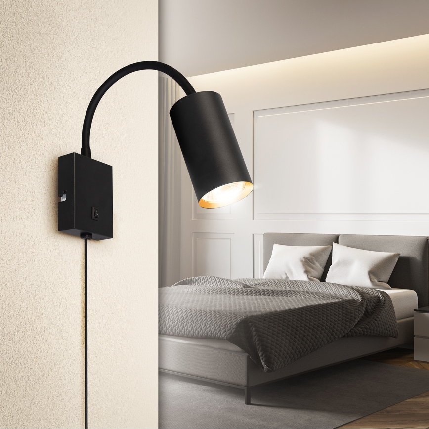 Brilagi - Flexibilná nástenná lampa s vypínačom SELE 1xGU10/30W/230V čierna/zlatá