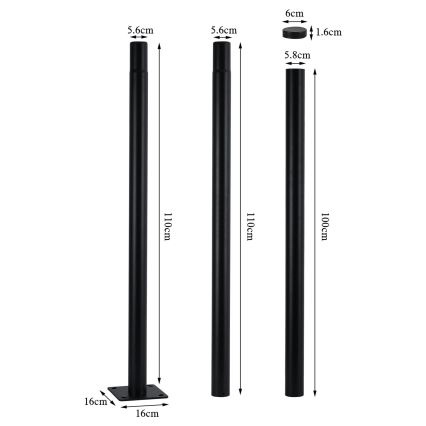 Brilagi - Kovová tyč pre stĺp vonkajšieho osvetlenia URBAN 3 m stožiar pr. 58 mm čierna