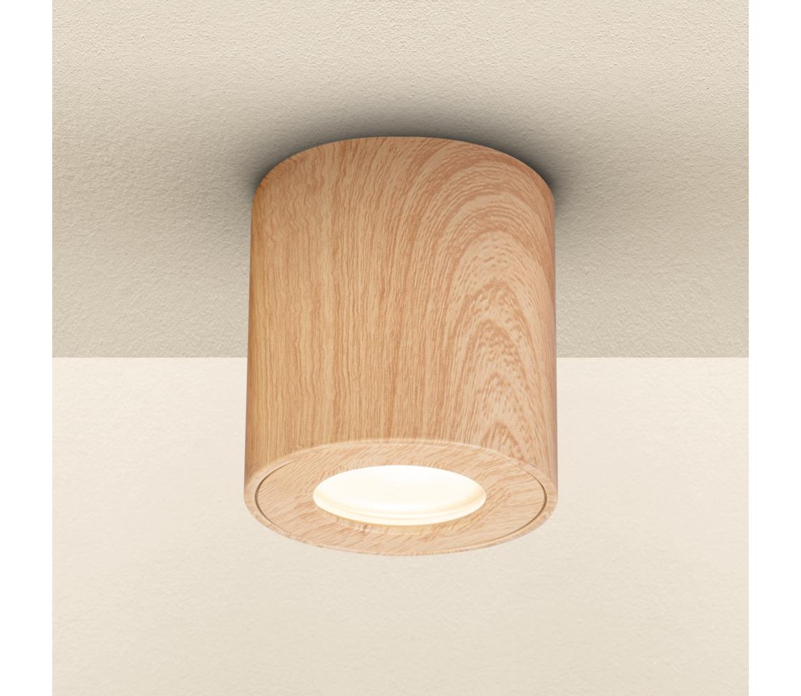 Brilagi -Kúpeľňové bodové svietidlo MIA 1xGU10/30W/230V 84x80 mm dekor duba IP44 WD300-WOOD-IP44-OEM