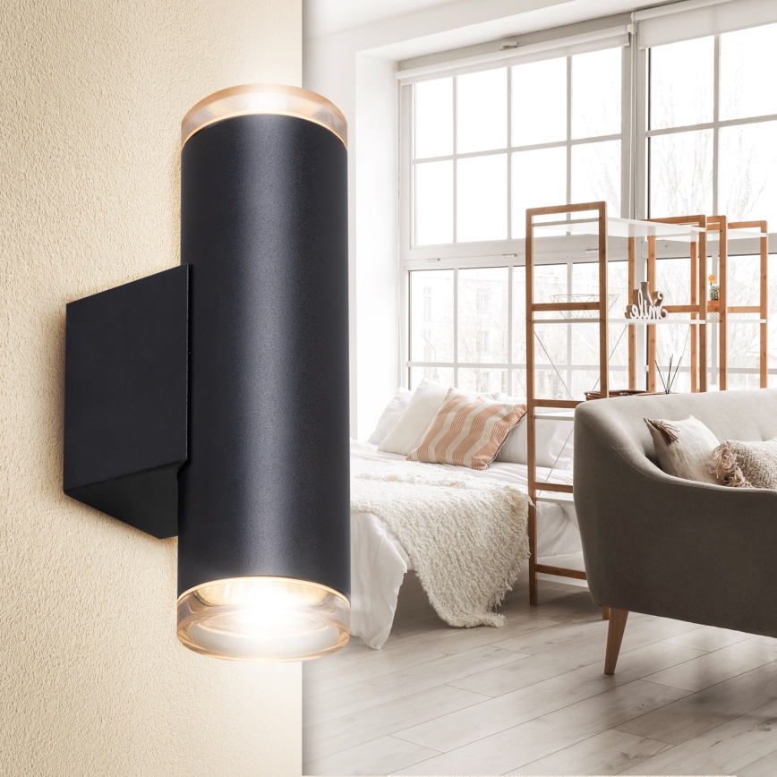 Brilagi - Kúpeľňové nástenné bodové svietidlo SELE AQUA 2xGU10/30W/230V IP44 čierna