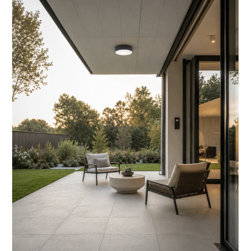 Brilagi - Kúpeľňové stropné svietidlo CLARE so snímačom pohybu aj súmraku, 1×E27/24W/230V, Ø 20 cm, antracit, IP54