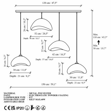 Brilagi - Lanový luster WABI SABI 4xE27/40W/230V biely
