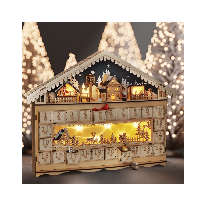 Brilagi - LED Adventný kalendár LED/2xAA borovica