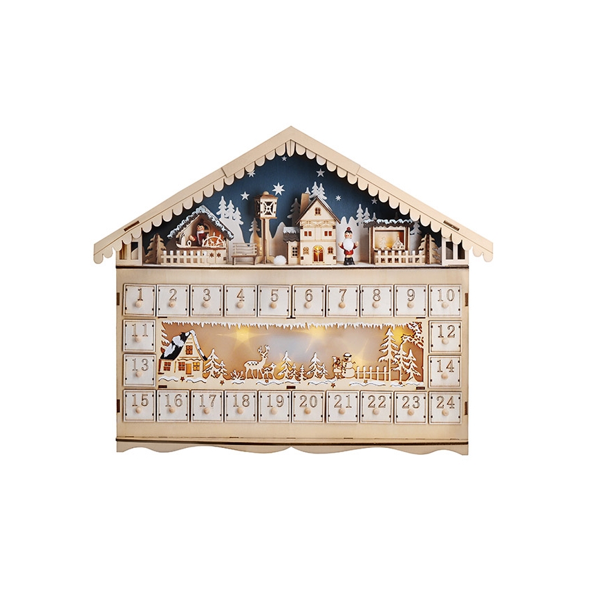 Brilagi - LED Adventný kalendár LED/2xAA borovica