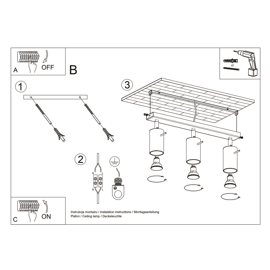 Brilagi -  LED Bodové svietidlo ASMUS 3xGU10/7W/230V čierna