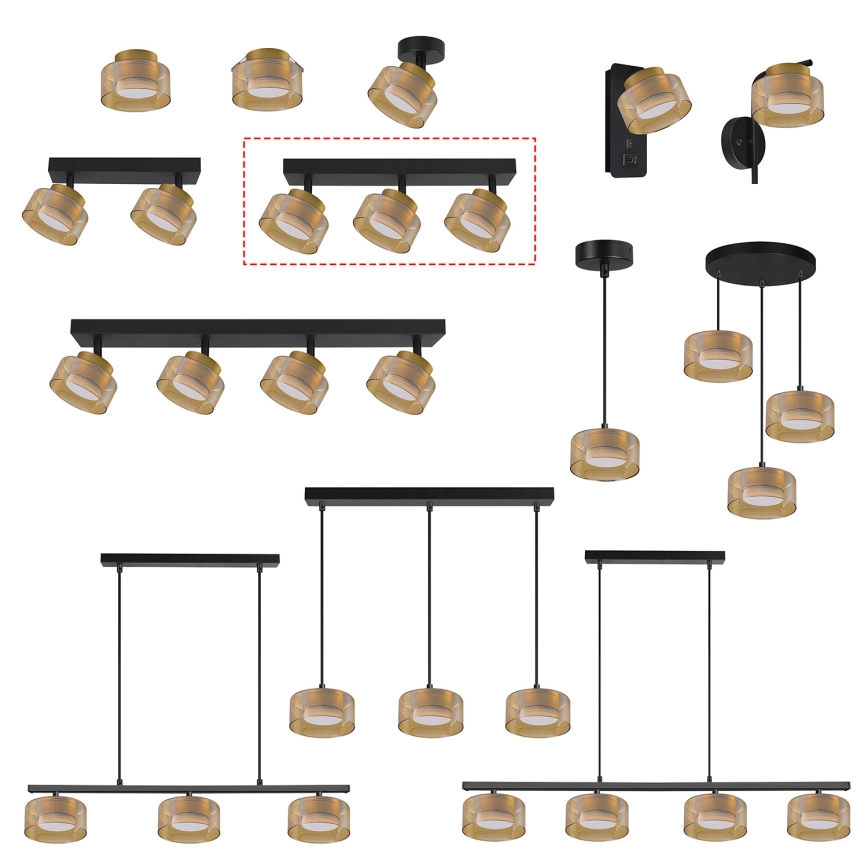 Brilagi - LED Bodové svietidlo AURA LUX 3xGX53/30W/230V čierna/zlatá