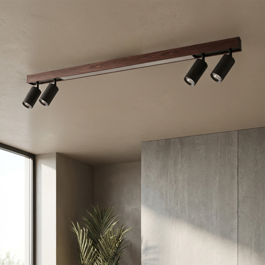 Brilagi - LED Bodové svietidlo SELE 4xGU10/30W/230V + LED/25W čierna/dubový dekor