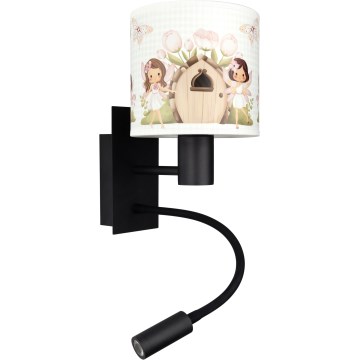 Brilagi - LED detská flexibilná nástenná lampa BOBO 1xE27/25W/230V + LED/3W čierna/biela/ružová/víly