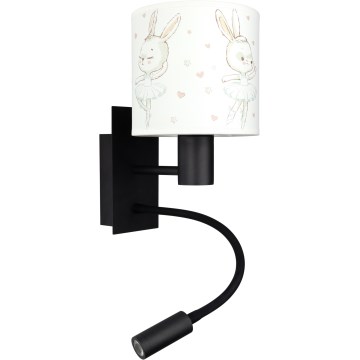 Brilagi - LED Detská flexibilná nástenná lampa BOBO 1xE27/25W/230V + LED/3W čierna/biela/zajačiky