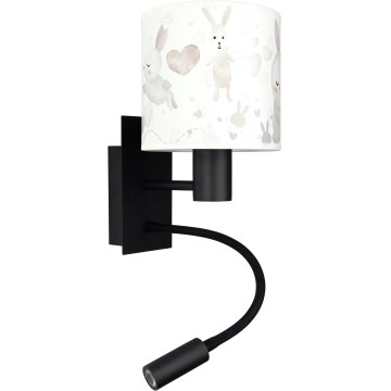 Brilagi - LED detská flexibilná nástenná lampa BOBO 1xE27/25W/230V + LED/3W čierna/biela/zajačiky