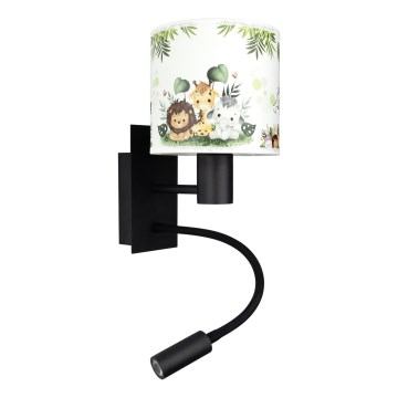 Brilagi - LED detská flexibilná nástenná lampa BOBO 1xE27/25W/230V + LED/3W čierna/biela/zelená/džungľa