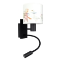 Brilagi - LED Detská flexibilná nástenná lampa BOBO 1xE27/25W/230V + LED/3W čierna/biela/zvieratká
