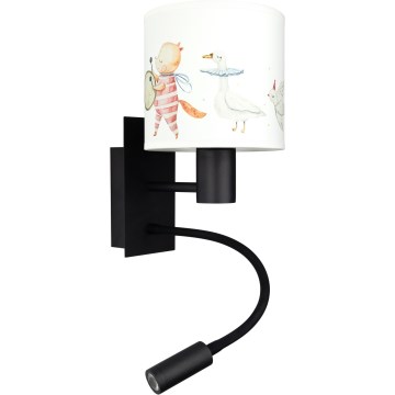 Brilagi - LED Detská flexibilná nástenná lampa BOBO 1xE27/25W/230V + LED/3W čierna/biela/zvieratká
