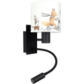 Brilagi - LED Detská flexibilná nástenná lampa BOBO 1xE27/25W/230V + LED/3W čierna/biela/zvieratká