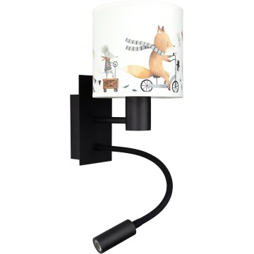 Brilagi - LED Detská flexibilná nástenná lampa BOBO 1xE27/25W/230V + LED/3W čierna/biela/zvieratká