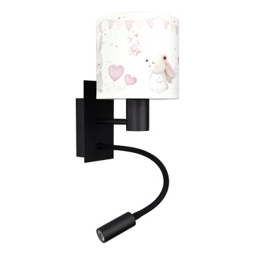 Brilagi - LED detská flexibilná nástenná lampa BOBO 1xE27/25W/230V + LED/3W čierna/krémová/zajačiky